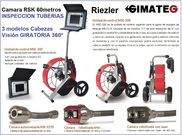 camara giratoria inspeccion tuberias 60 metros Riezler GimateG