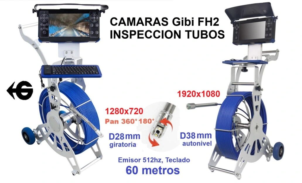 camara inspeccion tubos GiCam-FH2pro doble cabeza D28 GIRA y D38 x60metros GimateG