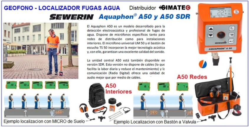 geofono A50 localizador fugas agua de facil uso gimateg sewerin