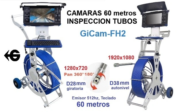 DOBLE camara giratoria tuberias y CONDUCTOS CLIMA 60metros GiCam-FH2 GimateG
