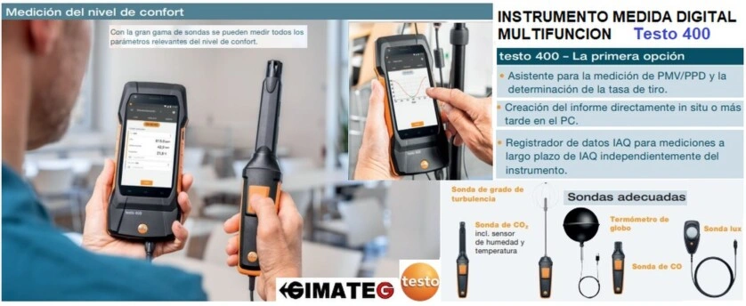instrumento medida digital testo 400 wifi Bluetooth venta alquiler GimateG