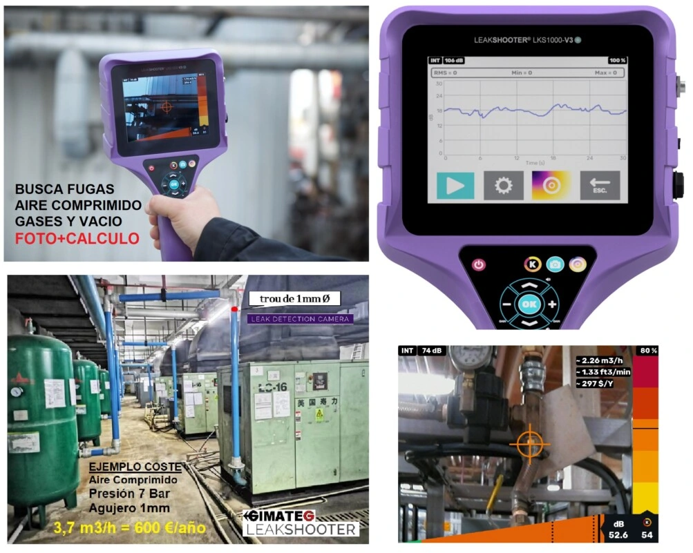 busca fugas aire comprimido leakshooter por ultrasonido calculo y foto gimateg