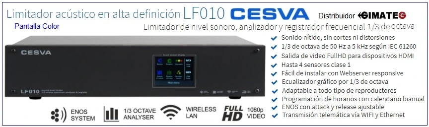  limitador acustico nivel sonoro cesva LF010 gimateg