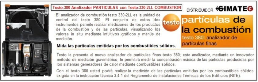 analizador gases y particulas combustion testo 380 gimateg