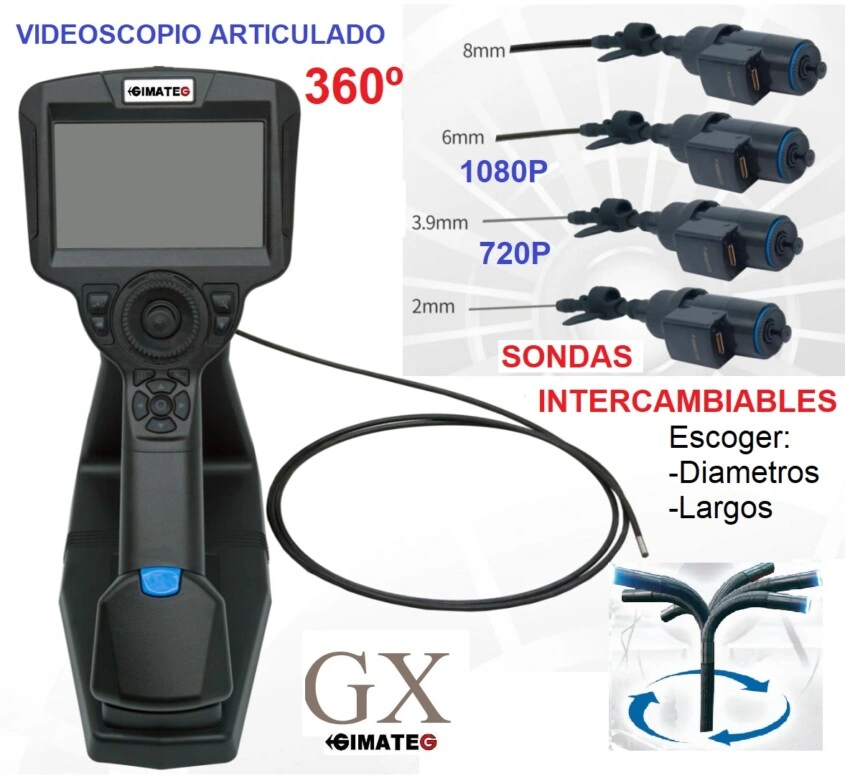 videoscopio GX 1080p articulado 4ejes 6mm x3 metros GimateG