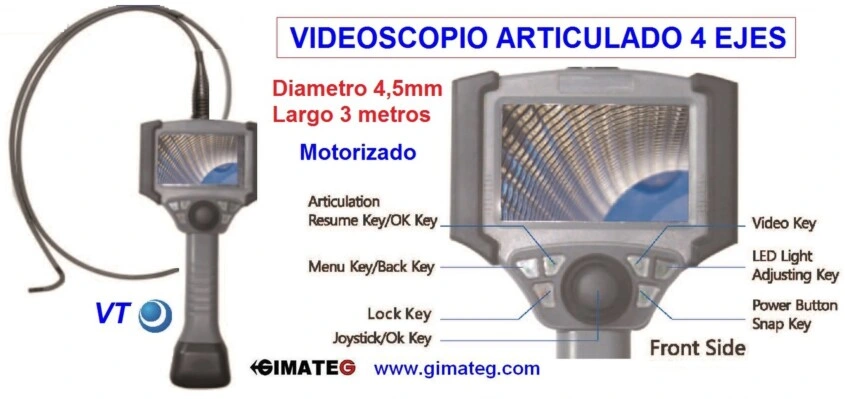 videoscopio industrial articulado 360 grados 4,5 mm x 3 metros GimateG