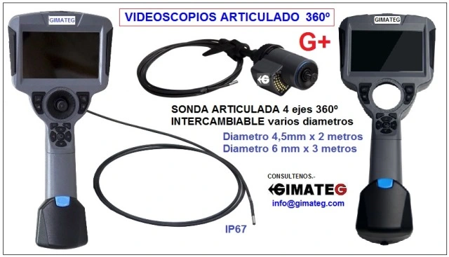 Videoscopio sondas articuladas intercambiables IP67 G+ gimateg