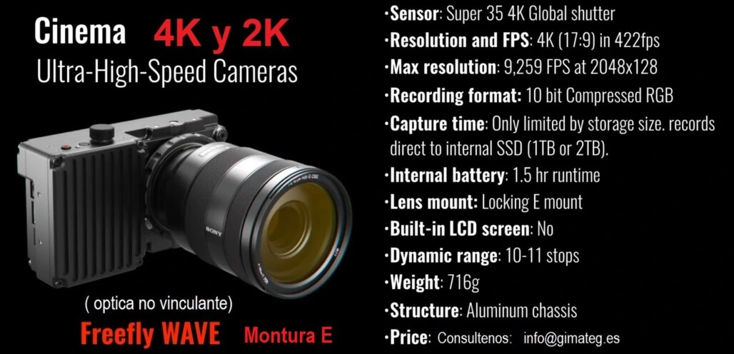 alquiler venta camara video 4k 2K alta velocidad Wave gimateg