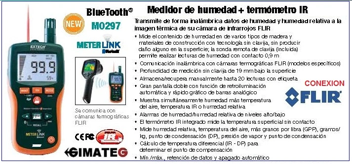 termohigrometro temperatra y humedad aire y pared flir mr77 gimateg