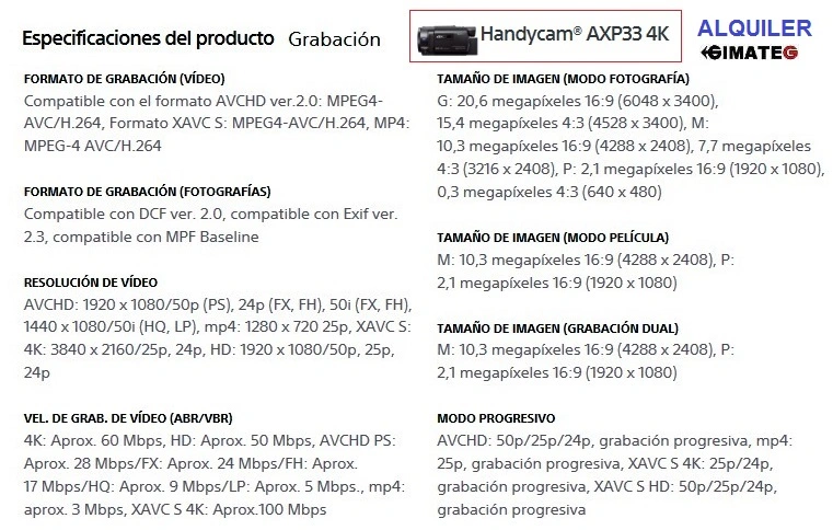 caracteristicas video HD y 4K sony gimateg