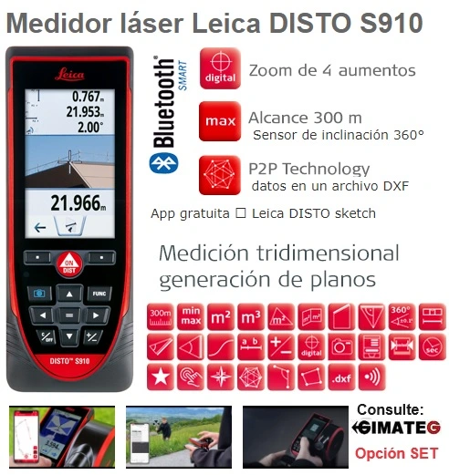distanciometro laser 300metros leica S910 bluetooth consulte a gimateg